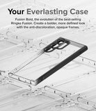 Galaxy S24 Ultra Case | Fusion Bold - A clear phone case with a black frame resting on a grid of identical cases.