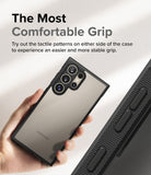 Galaxy S24 Ultra Case | Fusion Bold - Hand holding a phone in a black case with textured side grips for stability.