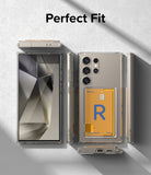 Galaxy S24 Ultra Case | Fusion Card - Clear phone case on Galaxy S24 Ultra with a yellow card in the back slot.
