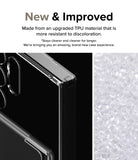 Galaxy S24 Ultra Case | Fusion Card - Close-up of a clear phone case edge next to a pile of raw TPU plastic pellets.