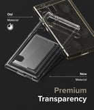 Galaxy S24 Ultra Case | Fusion Card - Comparison of a yellowed old phone case and a clear new premium material case.