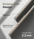 Galaxy S24 Ultra Case | Fusion Card - Side view of two slim phone cases showing a 2.2mm cardholder slot for one card.