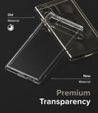 Galaxy S24 Ultra Case | Fusion - Comparison of a yellowed old phone case and a clear new premium material case.