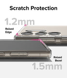 Galaxy S24 Ultra Case | Fusion - Clear case showing 1.2mm raised edge and 1.5mm raised bezel for scratch protection.