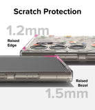 Galaxy S24 Ultra Case | Fusion Design - Close-up of phone case showing 1.2mm raised edge and 1.5mm raised bezel for protection.