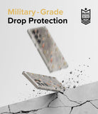 Galaxy S24 Ultra Case | Fusion Design - Floral phone case hitting a concrete surface with military-grade drop protection.