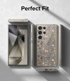 Galaxy S24 Ultra Case | Fusion Design - Clear phone case with floral pattern shown from front, back, and side angles.