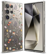 Galaxy S24 Ultra Case | Fusion Design - Clear phone case with a colorful floral pattern on the back and a front view.
