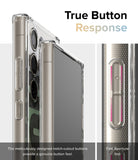 Galaxy S24 Ultra Case | Fusion Design - Clear phone case showing detailed notch-cutout buttons for tactile response.