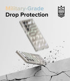 Galaxy S24 Ultra Case | Fusion Design - A Galaxy S24 Ultra in a clear case hitting a concrete surface with debris.