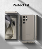 Galaxy S24 Ultra Case | Fusion Matte - Multiple views of a Galaxy S24 Ultra in a clear matte case on a textured surface.