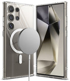 Galaxy S24 Ultra Case | Fusion Magnetic - Clear phone case with magnetic ring charger attached to the back.