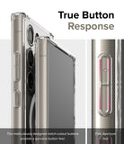 Galaxy S24 Ultra Case | Fusion Magnetic - Close-up of clear phone case buttons with notch-cutouts for tactile response.