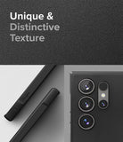 Galaxy S24 Ultra Case | Onyx - Close-up of a black phone case with a textured surface and camera lens cutouts.
