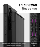 Galaxy S24 Ultra Case | Onyx - Close-up of black phone case buttons with notch-cutouts for tactile response.