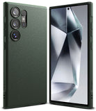 Galaxy S24 Ultra Case | Onyx - Textured dark green phone case shown from back and front with abstract screen wallpaper.