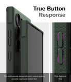 Galaxy S24 Ultra Case | Onyx - Close-up of dark green phone case buttons with textured grip and precise cutouts.