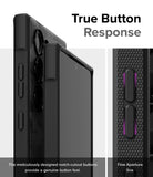 Galaxy S24 Ultra Case | Onyx Design - Close-up of black phone case buttons with notch cutouts for tactile response.