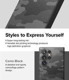 Galaxy S24 Ultra Case | Onyx Design - Black camouflage phone case with high-definition dot-printed pattern and camera cutout.