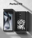 Galaxy S24 Ultra Case | Onyx Design - Black phone case with white graffiti skull art, shown from front, back, and sides.