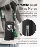 Galaxy S24 Ultra Case | Onyx Design - Phone case with dual strap holes, showing accessories attached and a close-up.