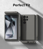Galaxy S24 Ultra Case | Onyx - Onyx gray case for Galaxy S24 Ultra shown from front, back, and side angles on a textured surface.