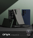 Galaxy S24 Ultra Case | Onyx - Multiple Galaxy S24 Ultra phones in various textured Onyx cases arranged on a dark surface.