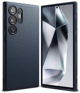 Galaxy S24 Ultra Case | Onyx - Front and back view of a textured dark navy phone case on a Galaxy S24 Ultra.