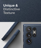 Galaxy S24 Ultra Case | Onyx - Close-up of textured navy phone case showing camera lenses and side buttons.