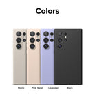 Galaxy S24 Ultra Case | Silicone Magnetic - Four Galaxy S24 Ultra phones in stone, pink sand, lavender, and black silicone cases.