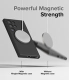 Galaxy S24 Ultra Case | Silicone Magnetic - A magnetic charger holds a phone in a case while another falls away.
