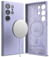 Galaxy S24 Ultra Case | Silicone Magnetic - Lavender silicone case for Galaxy S24 Ultra with magnetic charger.