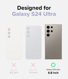 Galaxy S24 Ultra Case | Silicone Magnetic - Comparison chart showing Galaxy S24, S24+, and S24 Ultra with a green checkmark.