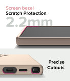 Galaxy S24 Ultra Case | Silicone Magnetic - Close-up of 2.2mm screen bezel protection and precise port cutouts on a phone case.