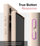 Galaxy S24 Ultra Case | Silicone Magnetic - Beige phone case highlighting responsive, tactile side buttons.