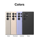 Galaxy S24 Ultra Case | Silicone Magnetic - Four Galaxy S24 Ultra phones in stone, pink sand, lavender, and black.