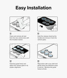 Galaxy S24 Lens Protector | Camera Lens Frame Glass - Galaxy S24 Lens Protector - Four-step illustrated guide showing how to clean, peel, align, and install camera lens glass.
