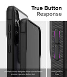 Galaxy S24 Case | Fusion Bold - Close-up of phone case buttons with notch-cutouts and fine aperture lines for tactile response.