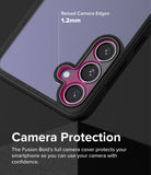 Galaxy S24 Case | Fusion Bold - Close-up of phone case showing 1.2mm raised camera edges for lens protection.