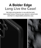 Galaxy S24 Case | Fusion Bold - Close-up of a black matte phone case frame next to a textured dark surface.