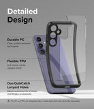 Galaxy S24 Case | Fusion Bold - Exploded view of a phone case with a clear PC back and flexible black TPU frame.