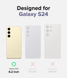 Galaxy S24 Case | Fusion - Comparison chart showing the 6.2-inch Galaxy S24 is compatible, while S24+ and Ultra are not.