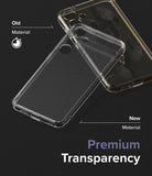 Galaxy S24 Case | Fusion Matte - Comparison of a yellowed, smudged old phone case versus a clear, pristine new case.