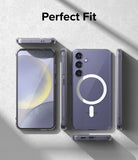 Galaxy S24 Case | Fusion Magnetic - Clear phone case showing front, back, and side views of a Galaxy S24 with magnetic ring.