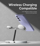 Galaxy S24 Case | Silicone Magnetic - Lavender phone case magnetically attached to a 3-in-1 wireless charging stand.