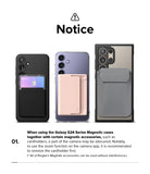 Galaxy S24 Case | Silicone Magnetic - Three phones with magnetic cardholders attached, showing potential camera obstruction.