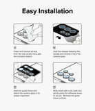 Galaxy S24 Plus Lens Protector | Camera Lens Frame Glass - Galaxy S24 Plus Lens Protector - Four-step instructional diagram showing how to clean, peel, align, and install camera lens covers.