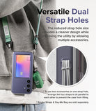 Galaxy S24 Case | Fusion Card - Phone case with dual strap holes holding two accessories, shown in a close-up inset.