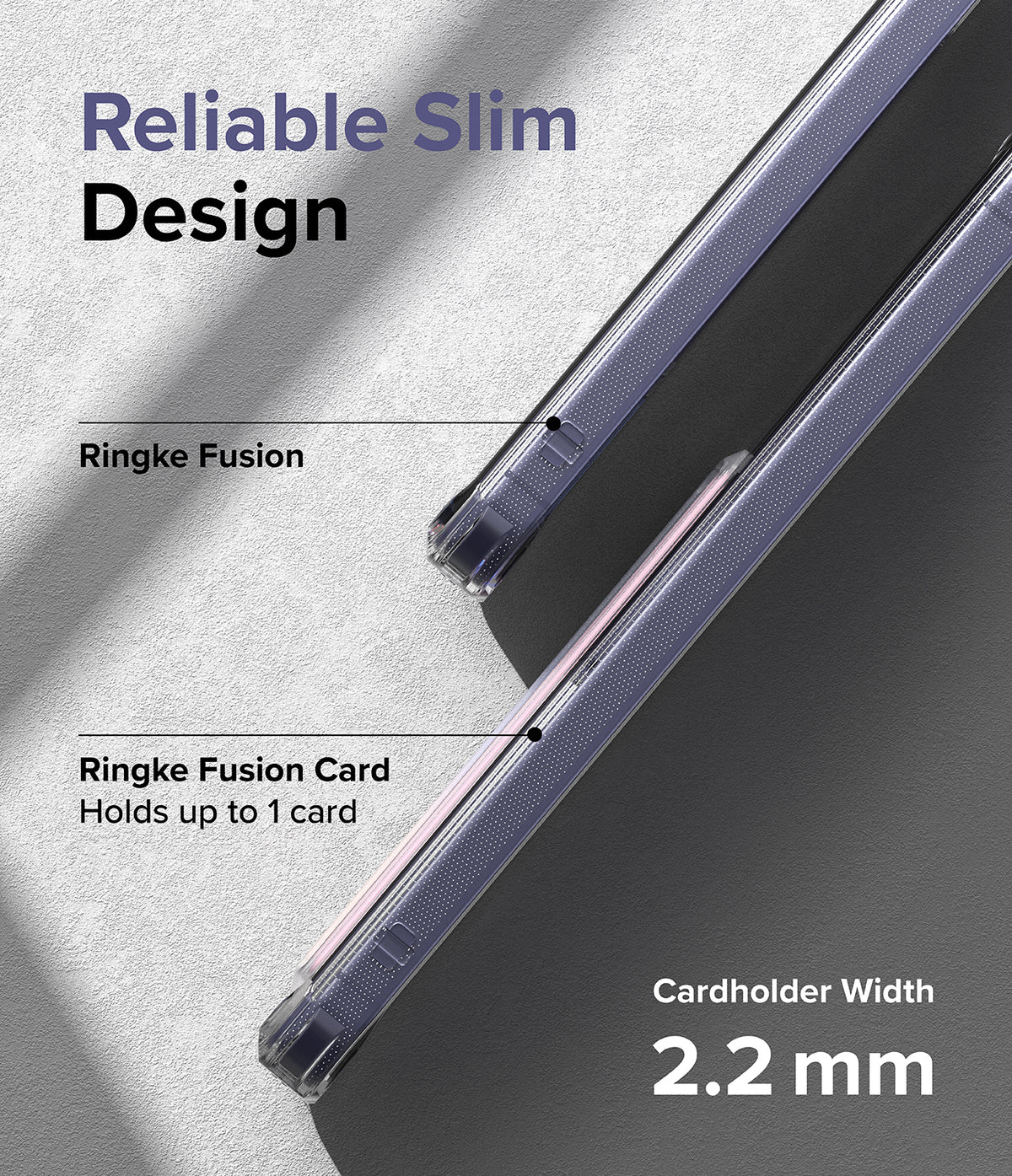 Galaxy S24 Case | Fusion Card - Comparison of a standard Ringke Fusion case and a 2.2mm thin Fusion Card case.