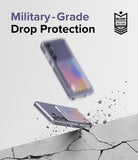 Galaxy S24 Plus Case | Fusion Card - Phone case hitting a concrete surface with debris, showing military-grade drop protection.